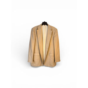 Oscar de la Renta Tan Wool Silk Two-Button Sport Coat Blazer Est 50L / 52L. (H)